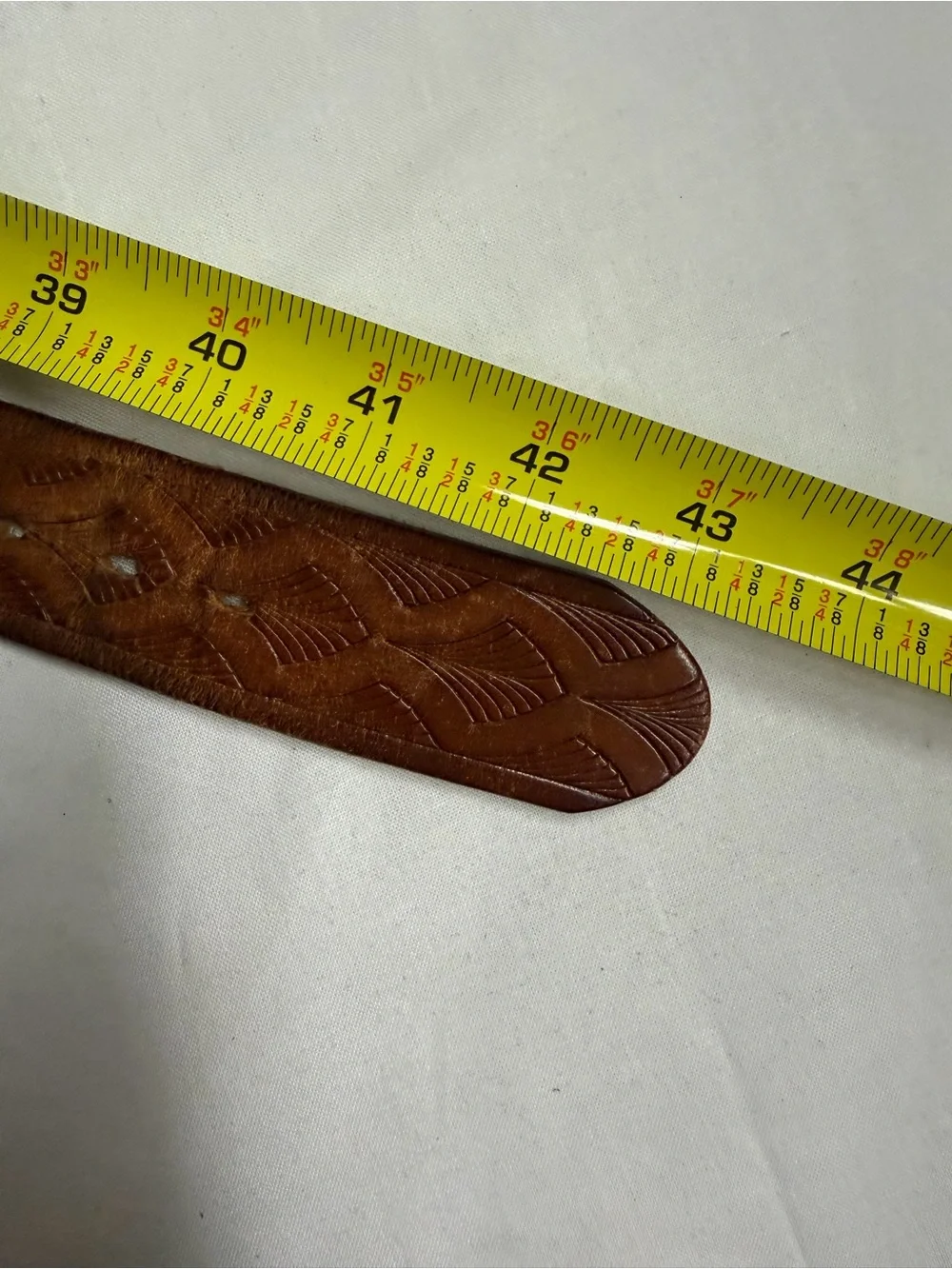 Men's Tan Leather Embossed Belt - Classic Casual Style